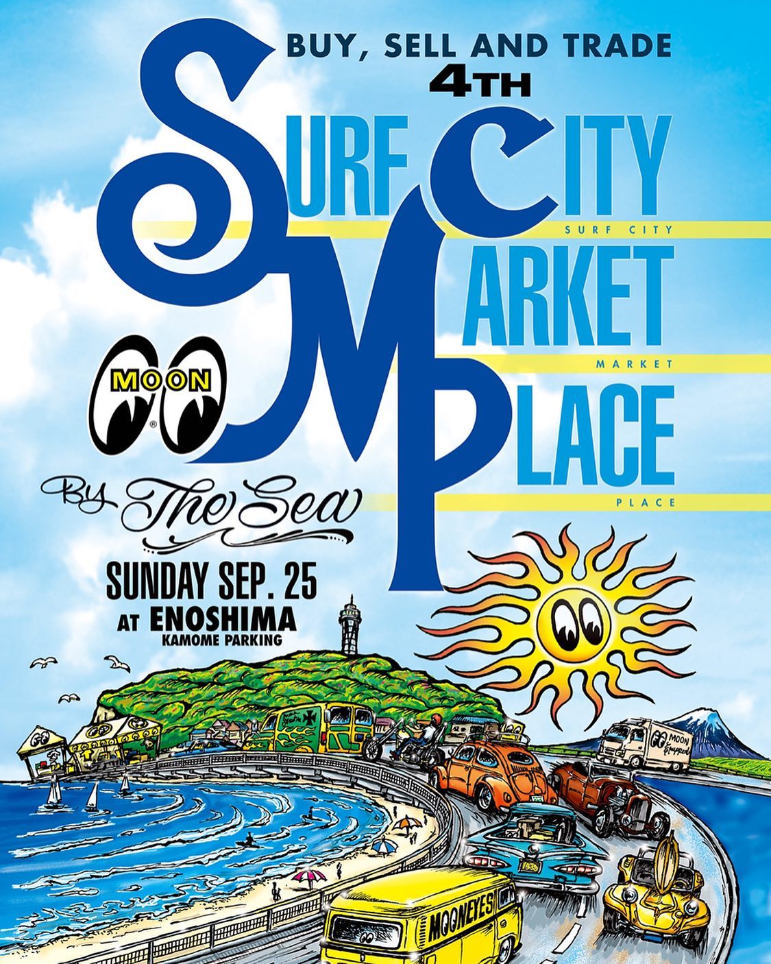9月25日江の島で開催されますMooneyes4th Surf City Market Placeブース出展致します！クルージングにも観光にもロケーション良いので会場でお待ちしてます️#mooneyes #scmp #江の島 #swapmeet #dmc